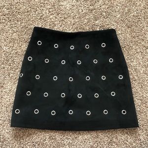 Faux suede black studded skirt